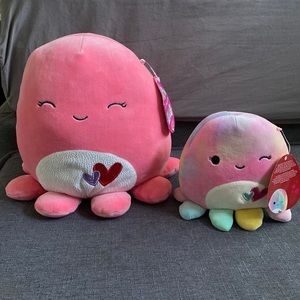 Abby & Opal octopus Squishmallow 8 in & 5 in Valentines edition